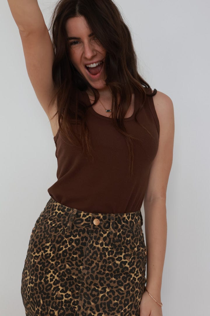 LEOPARD DENIM SKIRT