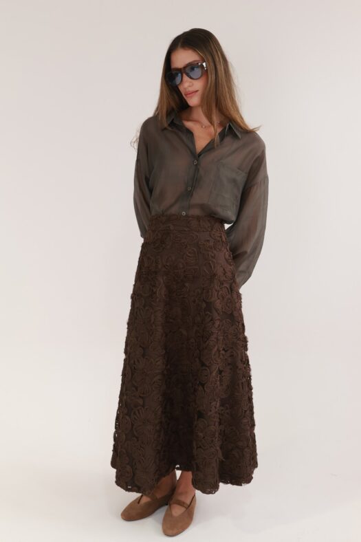 FLOWER EMBROIDED SKIRT