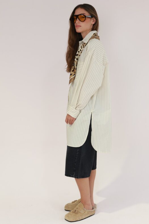 LONG STRIPED POPELINE SHIRT