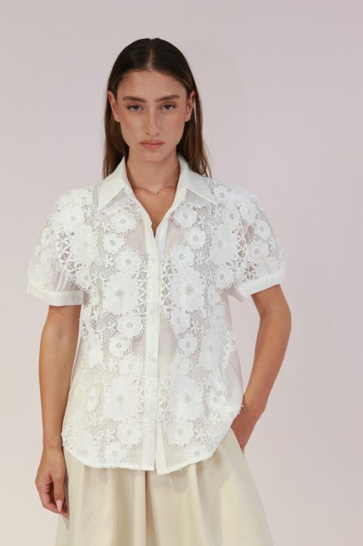 SHORT SLEEVES LACE SHIRT