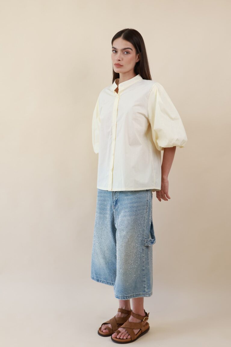 BLUE DENIM STRASS BERMUDA