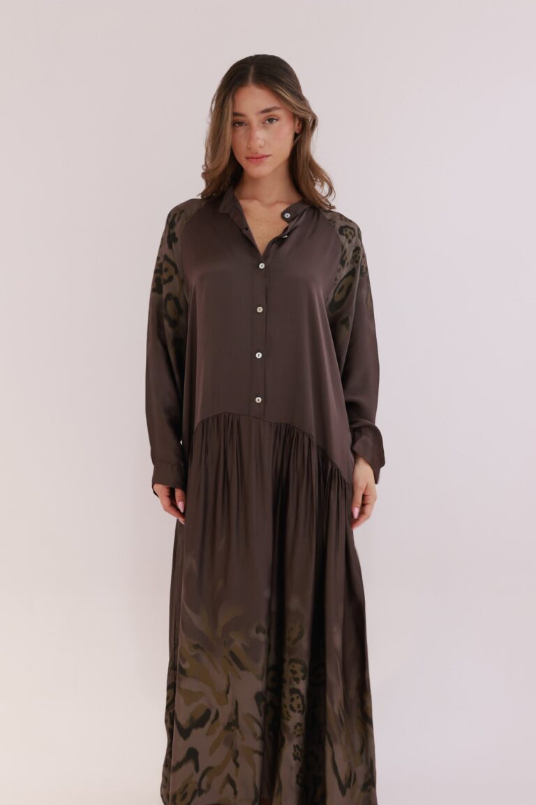 LEOPARD PRINTED SATIN DRE