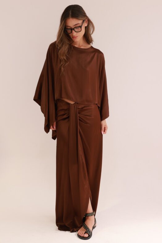 SATIN SKIRT WITH KNOT